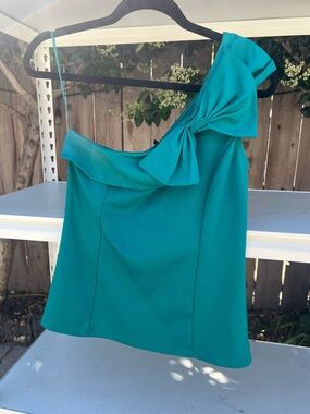 The Limited Teal One-Shoulder Top with Bow